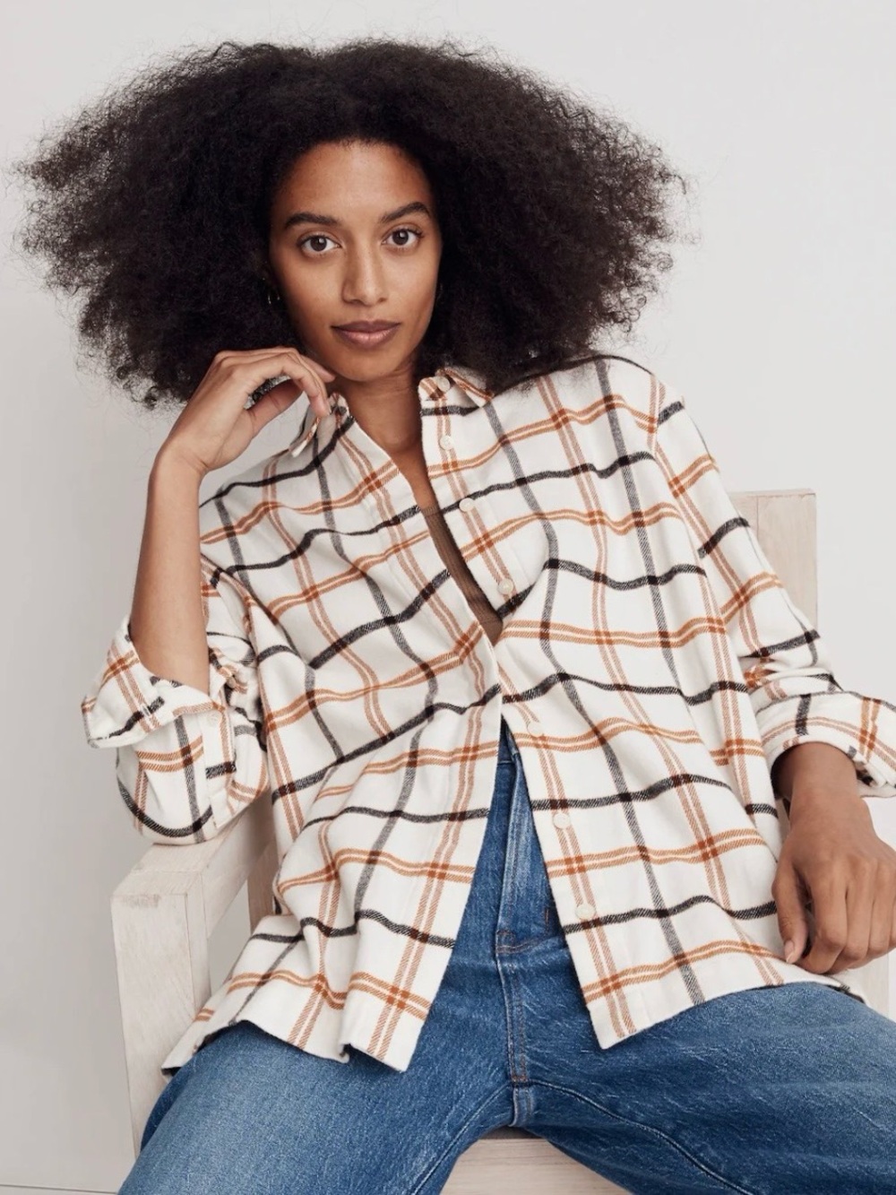 Madewell Flannel Oversized Boyfriend Plaid Shirt Size Medium